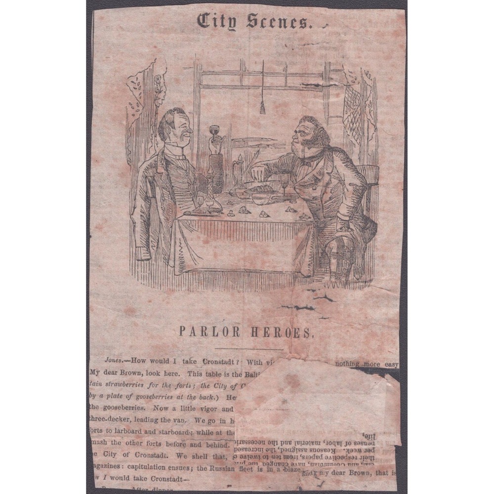 1850s Saturday Evening Post Clipping City Scenes Parlor Heroes Antique Print